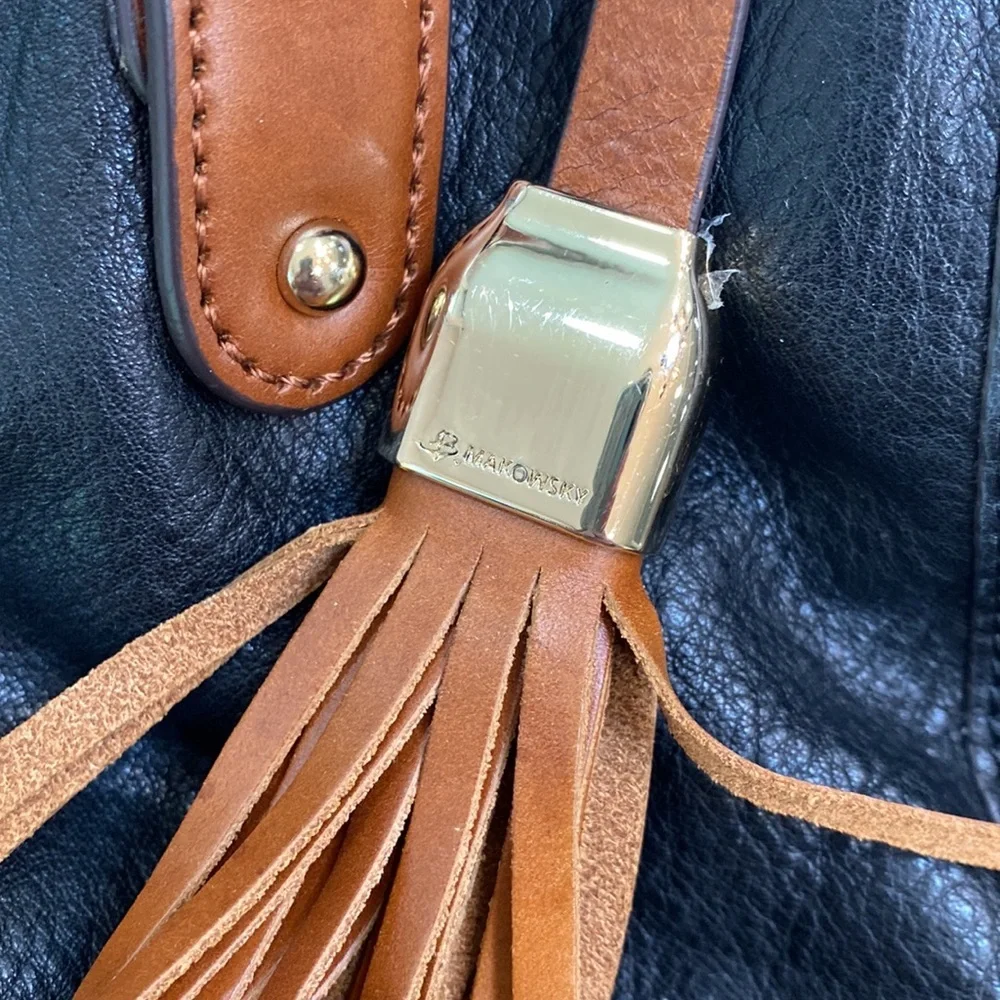 B. Makowsky satchel bag‎ black with brown accents